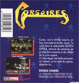 Box back cover for Corsaires on the Microsoft DOS.