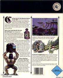 Box back cover for Dark Castle on the Microsoft DOS.