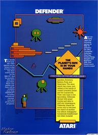 Box back cover for Defender (1992) on the Microsoft DOS.