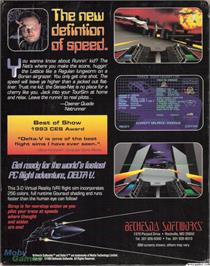 Box back cover for Delta 5 on the Microsoft DOS.