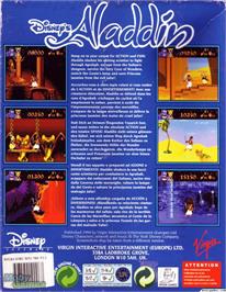 Box back cover for Disney's Aladdin on the Microsoft DOS.