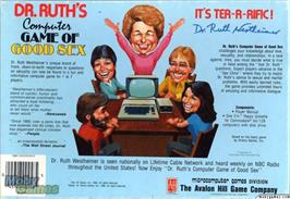 Box back cover for Dr. Ruth's Computer Game of Good Sex on the Microsoft DOS.