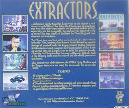 Box back cover for Extractors - The Hanging Worlds of Zarg on the Microsoft DOS.