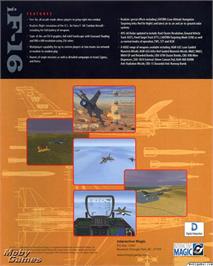 Box back cover for F-16 Fighting Falcon on the Microsoft DOS.