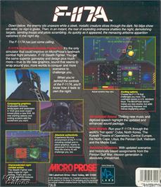 Box back cover for F-1 on the Microsoft DOS.