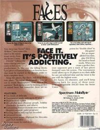 Box back cover for Faces ...tris 3 on the Microsoft DOS.