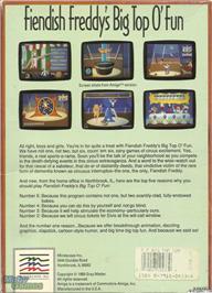 Box back cover for Fiendish Freddy's Big Top O' Fun on the Microsoft DOS.