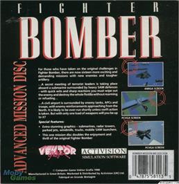 Box back cover for Fighter Bomber on the Microsoft DOS.