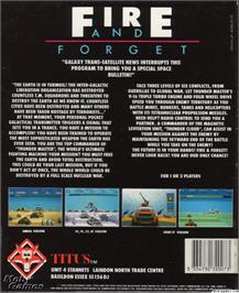 Box back cover for Fire and Forget on the Microsoft DOS.