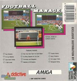 Box back cover for Football Manager on the Microsoft DOS.