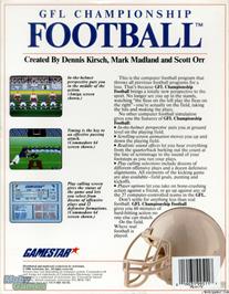 Box back cover for GFL Championship Football on the Microsoft DOS.