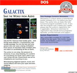 Box back cover for Galactix (1992) on the Microsoft DOS.