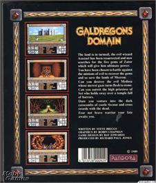 Box back cover for Galdregon's Domain on the Microsoft DOS.