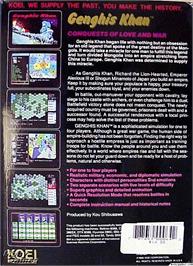 Box back cover for Genghis Khan (Positive) on the Microsoft DOS.