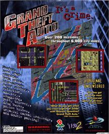 Box back cover for Grand Theft Auto on the Microsoft DOS.
