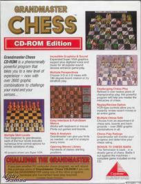 Box back cover for Grandmaster Chess on the Microsoft DOS.