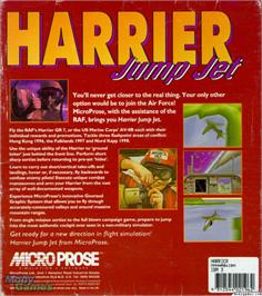 Box back cover for Harrier Jump Jet on the Microsoft DOS.