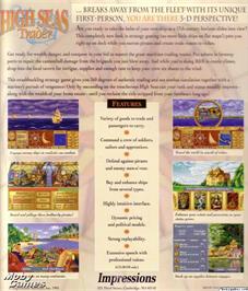 Box back cover for High Seas Trader on the Microsoft DOS.