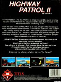 Box back cover for Highway Patrol 2 on the Microsoft DOS.