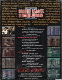 Box back cover for Hockey League Simulator 2 on the Microsoft DOS.