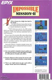 Box back cover for Impossible Mission 2 on the Microsoft DOS.