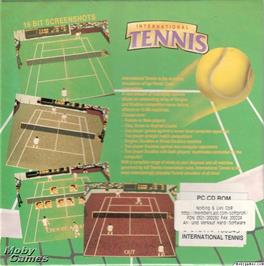Box back cover for International Tennis on the Microsoft DOS.