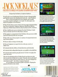 Box back cover for Jack Nicklaus' Greatest 18 Holes of Major Championship Golf on the Microsoft DOS.