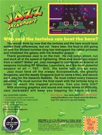 Box back cover for Jazz Jackrabbit on the Microsoft DOS.