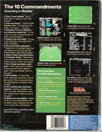 Box back cover for John Madden Football on the Microsoft DOS.