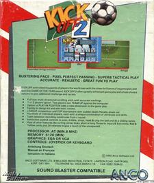 Box back cover for Kick Off 2 on the Microsoft DOS.