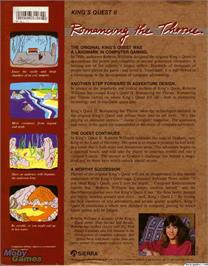 Box back cover for King's Quest 2 - Romancing the Throne (1985) on the Microsoft DOS.