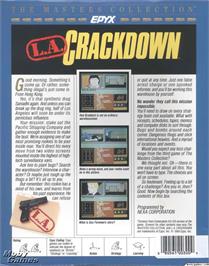 Box back cover for L.A. Crackdown on the Microsoft DOS.