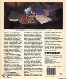 Box back cover for Leather Goddesses of Phobos on the Microsoft DOS.