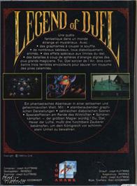 Box back cover for Legend of Djel on the Microsoft DOS.