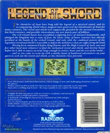 Box back cover for Legend of the Sword on the Microsoft DOS.