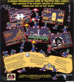 Box back cover for Lemmings on the Microsoft DOS.