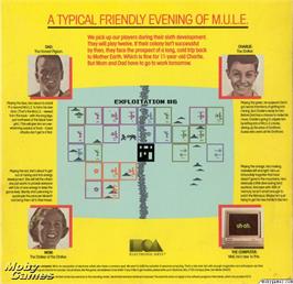 Box back cover for M.U.L.E. on the Microsoft DOS.