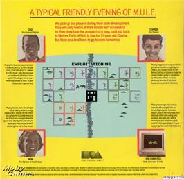Box back cover for MULE on the Microsoft DOS.