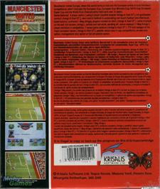 Box back cover for Manchester United Europe on the Microsoft DOS.