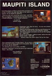 Box back cover for Maupiti Island on the Microsoft DOS.