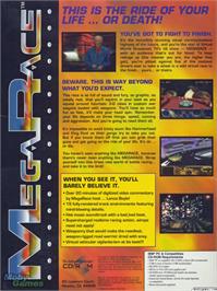 Box back cover for MegaRace on the Microsoft DOS.