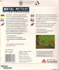Box back cover for Metal Mutant on the Microsoft DOS.