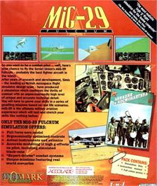 Box back cover for MiG-29 Fulcrum on the Microsoft DOS.