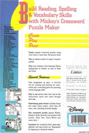 Box back cover for Mickey's Crossword Puzzle Maker on the Microsoft DOS.