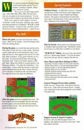 Box back cover for MicroLeague Baseball on the Microsoft DOS.