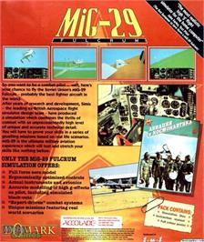 Box back cover for Mig-29 Fulcrum on the Microsoft DOS.