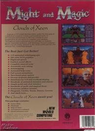 Box back cover for Might and Magic - Clouds of Xeen on the Microsoft DOS.