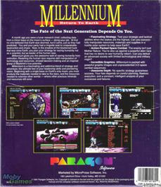 Box back cover for Millennium 2.2 on the Microsoft DOS.