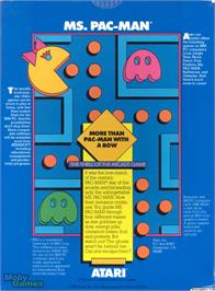 Box back cover for Ms. Pac-man on the Microsoft DOS.