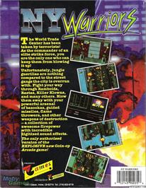 Box back cover for NY Warriors on the Microsoft DOS.